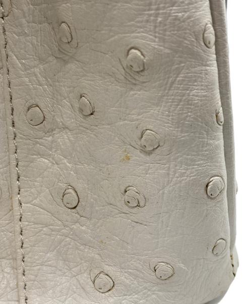 YAMAGUCHI（ヤマグチ）YAMAGUCHI (ヤマグチ) オーストリッチハンドバッグ イエロー×ホワイトの古着・服飾アイテム