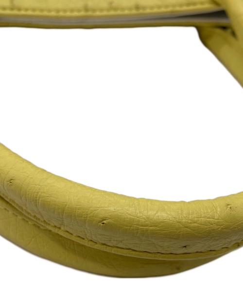 YAMAGUCHI（ヤマグチ）YAMAGUCHI (ヤマグチ) オーストリッチハンドバッグ イエロー×ホワイトの古着・服飾アイテム