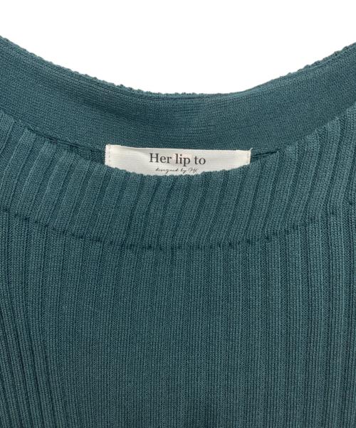HER LIP TO（ハーリップトゥ）HER LIP TO (ハーリップトゥ) Navona Ribbed Knit Flare Dress グリーン サイズ:S 未使用品の古着・服飾アイテム
