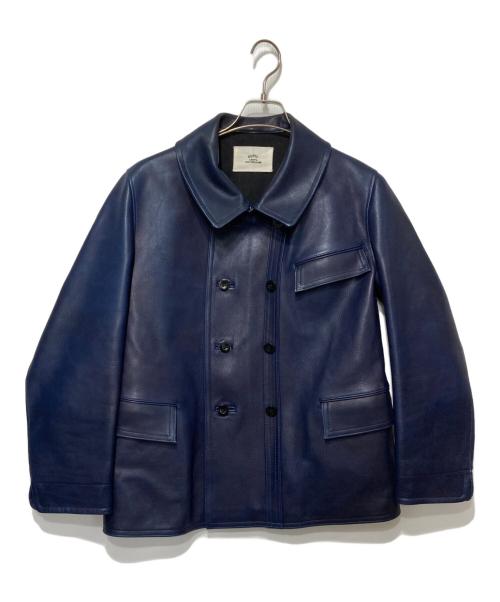 OUTIL（ウティ）OUTIL (ウティ) ダブルブレスチレザージャケット ブルーの古着・服飾アイテム
