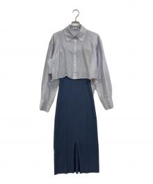 FRAY ID（フレイ アイディー）の古着「ショートシャツSETベアニットワンピース」｜ブルー