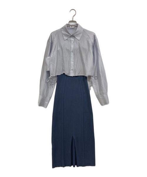 FRAY ID（フレイ アイディー）FRAY ID (フレイ アイディー) ショートシャツSETベアニットワンピース ブルー サイズ:ONEの古着・服飾アイテム