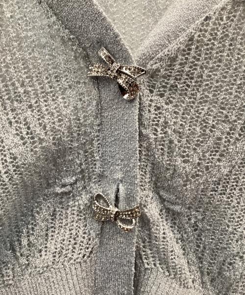 Snidel（スナイデル）Snidel (スナイデル) リボンビジューシアーカーディガン ライトブルー サイズ:１の古着・服飾アイテム