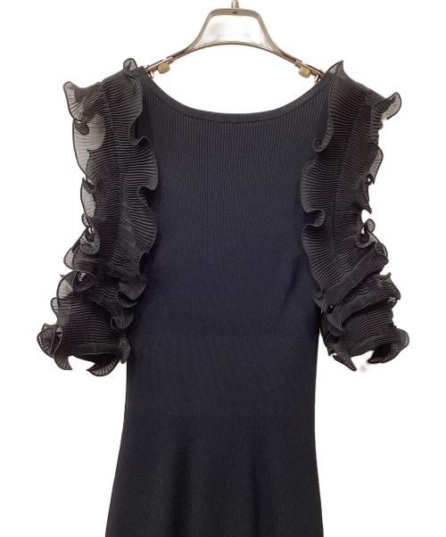 Snidel（スナイデル）Snidel (スナイデル) プリーツフリルドッキングワンピース ブラック サイズ:freeの古着・服飾アイテム