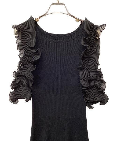 Snidel（スナイデル）Snidel (スナイデル) プリーツフリルドッキングワンピース ブラック サイズ:freeの古着・服飾アイテム
