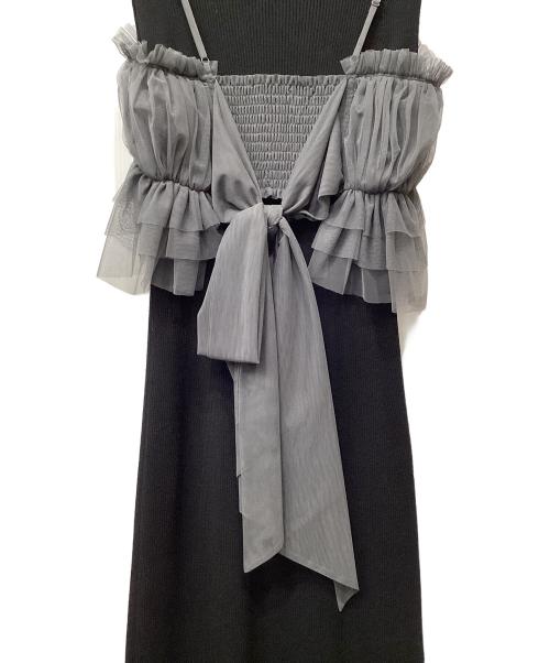 Snidel（スナイデル）Snidel (スナイデル) Sustainableチュール&ノースリニットワンピース ブラック サイズ:Fの古着・服飾アイテム