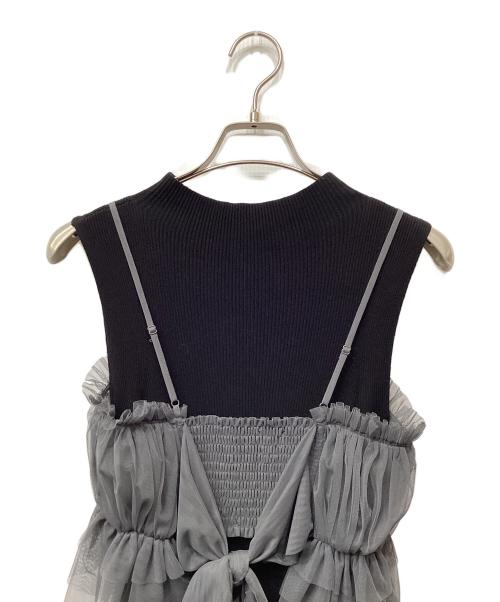 Snidel（スナイデル）Snidel (スナイデル) Sustainableチュール&ノースリニットワンピース ブラック サイズ:Fの古着・服飾アイテム