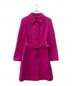 LEONARDレオナール）の古着「アンゴラ混ベルテッドコート」｜ピンク