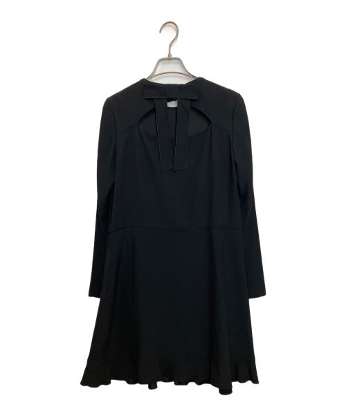 RED VALENTINO（レッドヴァレンティノ）RED VALENTINO (レッドヴァレンティノ) クレープアンバースサテン ドレス リボン ブラック サイズ:38の古着・服飾アイテム