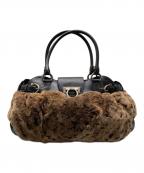 Salvatore Ferragamoサルヴァトーレ フェラガモ）の古着「ファー切替 ガンチーニレザー バッグ」｜ブラウン