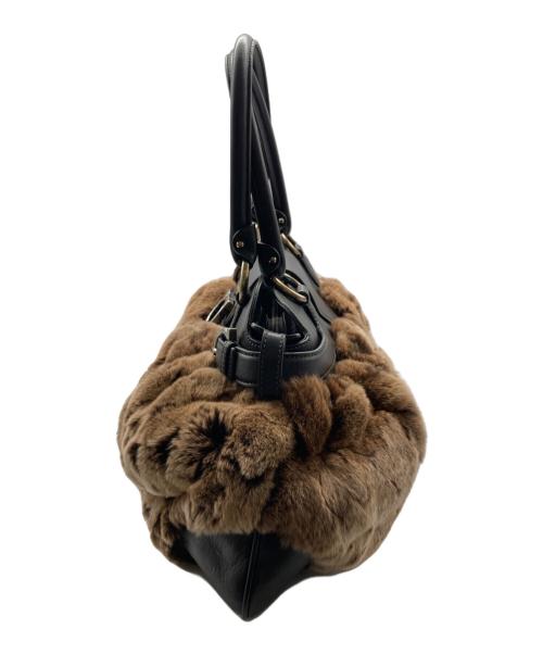 Salvatore Ferragamo（サルヴァトーレ フェラガモ）Salvatore Ferragamo (サルヴァトーレ フェラガモ) ファー切替 ガンチーニレザー バッグ ブラウンの古着・服飾アイテム