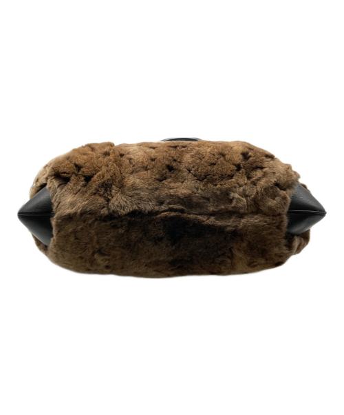 Salvatore Ferragamo（サルヴァトーレ フェラガモ）Salvatore Ferragamo (サルヴァトーレ フェラガモ) ファー切替 ガンチーニレザー バッグ ブラウンの古着・服飾アイテム