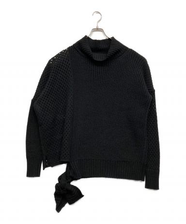 中古・古着通販】sulvam (サルバム) Mesh asymmetry knit ブラック 中古・古着通販】sulvam (サルバム) Mesh asymmetry knit ブラック