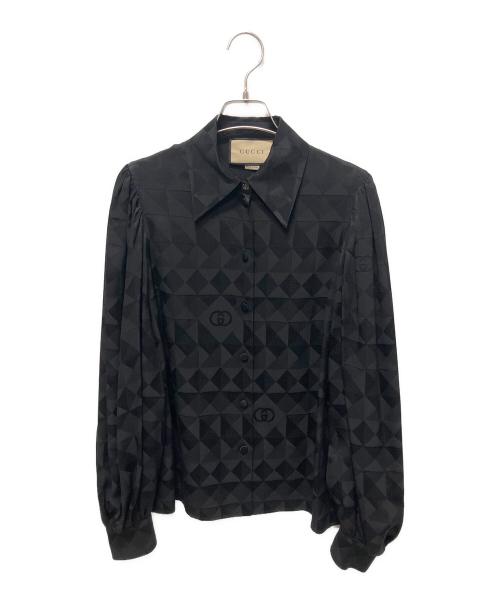 GUCCI（グッチ）GUCCI (グッチ) GGクレープシルクシャツ ブラック サイズ:38の古着・服飾アイテム