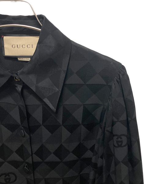 GUCCI（グッチ）GUCCI (グッチ) GGクレープシルクシャツ ブラック サイズ:38の古着・服飾アイテム