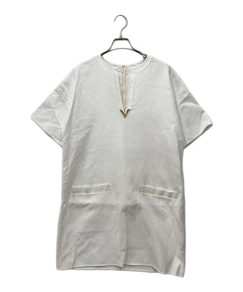 VALENTINO（ヴァレンティノ）VALENTINO (ヴァレンティノ) Vロゴカットアウトワンピース ホワイト サイズ:42の古着・服飾アイテム