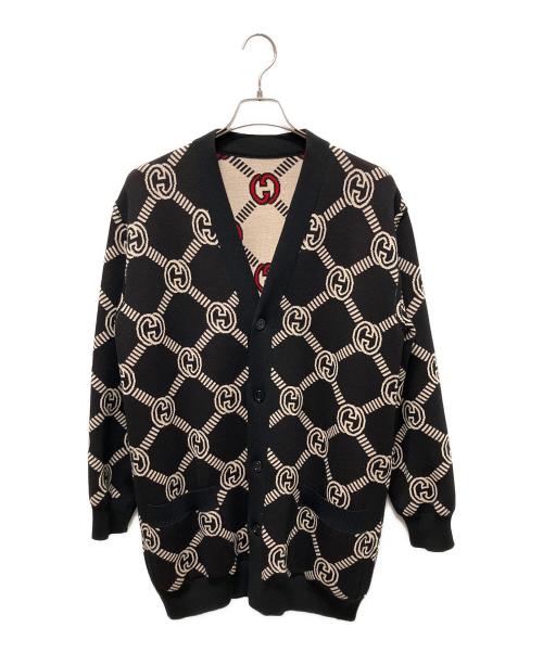 GUCCI（グッチ）GUCCI (グッチ) Gucci Interlocking G Cardigan in Beige インターロッキングGリバーシブル カーディガン ブラック サイズ:Mの古着・服飾アイテム