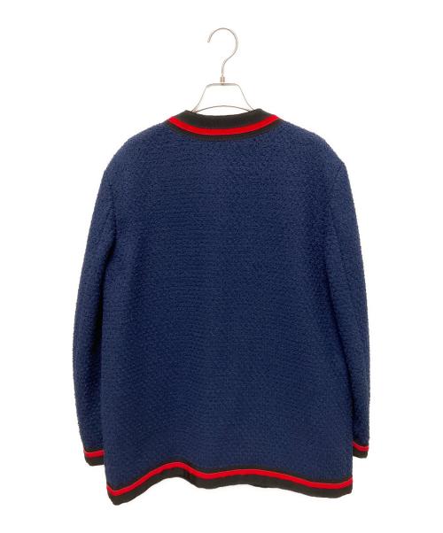 GUCCI（グッチ）GUCCI (グッチ) GG シェリートリム ツイード ロングジャケット ネイビー サイズ:40の古着・服飾アイテム