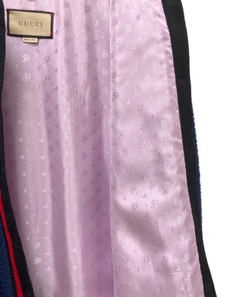 GUCCI（グッチ）GUCCI (グッチ) GG シェリートリム ツイード ロングジャケット ネイビー サイズ:40の古着・服飾アイテム
