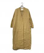BALLSEYボールジィ）の古着「レーヨンコットン ベルテッドノーカラーコート」｜ベージュ