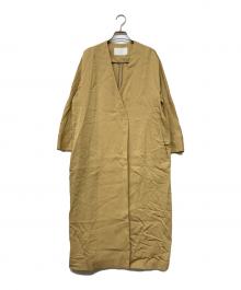 BALLSEY（ボールジィ）の古着「レーヨンコットン ベルテッドノーカラーコート」｜ベージュ