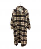 PRIVEVEプリヴェヴェ）の古着「ウールシャギーチェックロングコート」｜クリーム