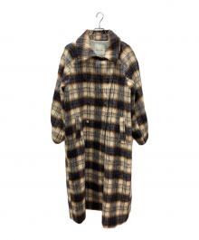 PRIVEVE（プリヴェヴェ）の古着「ウールシャギーチェックロングコート」｜クリーム