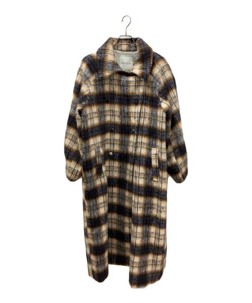 PRIVEVE（プリヴェヴェ）PRIVEVE (プリヴェヴェ) ウールシャギーチェックロングコート クリーム サイズ:FREEの古着・服飾アイテム