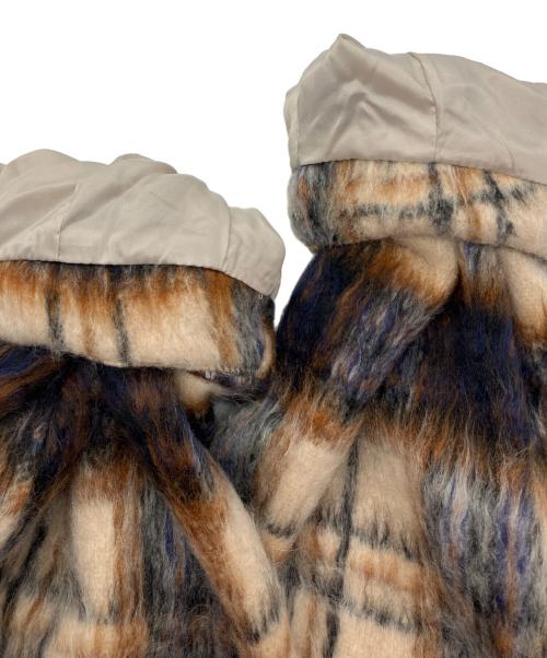 PRIVEVE（プリヴェヴェ）PRIVEVE (プリヴェヴェ) ウールシャギーチェックロングコート クリーム サイズ:FREEの古着・服飾アイテム