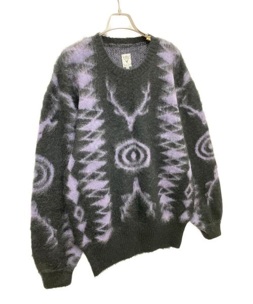 South2 West8（サウスツー ウエストエイト）South2 West8 (サウスツー ウエストエイト) Loose Fit Sweater ブラック×パープル サイズ:Lの古着・服飾アイテム