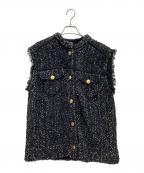 LOUNIEルーニー）の古着「ツイード風ニットジレ」｜ブラック