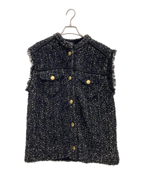 LOUNIE（ルーニー）LOUNIE (ルーニー) ツイード風ニットジレ ブラック サイズ:SIZE FREEの古着・服飾アイテム