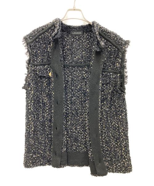 LOUNIE（ルーニー）LOUNIE (ルーニー) ツイード風ニットジレ ブラック サイズ:SIZE FREEの古着・服飾アイテム