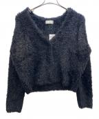 uncraveアンクレイヴ）の古着「ヘアリーラメニットショートカーディガン」｜ブラック