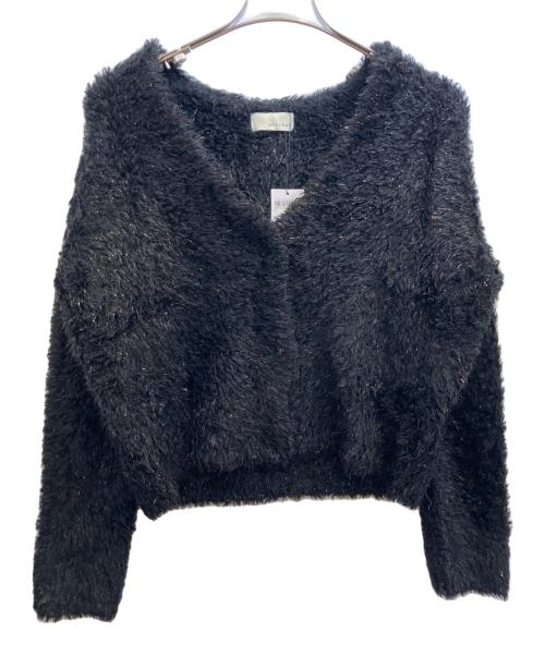 uncrave（アンクレイヴ）uncrave (アンクレイヴ) ヘアリーラメニットショートカーディガン ブラック サイズ:2 未使用品の古着・服飾アイテム
