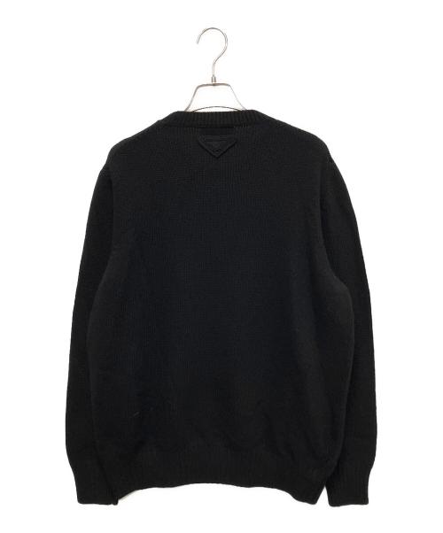 PRADA（プラダ）PRADA (プラダ) ウール×カシミヤ クルーネック セーター　P24A3Z ブラック サイズ:40の古着・服飾アイテム