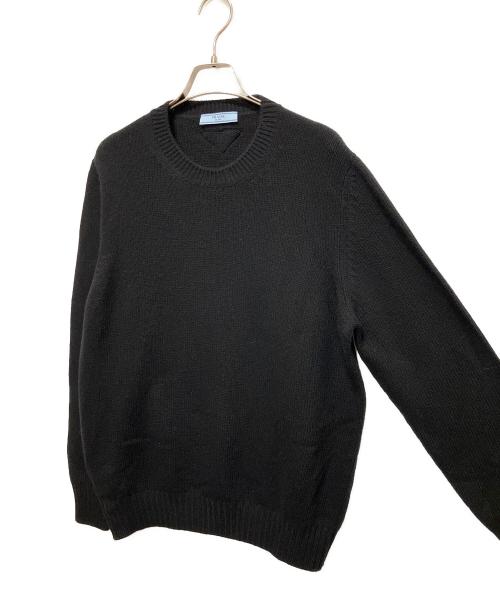 PRADA（プラダ）PRADA (プラダ) ウール×カシミヤ クルーネック セーター　P24A3Z ブラック サイズ:40の古着・服飾アイテム