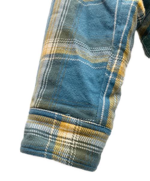 PHINGERIN（フィンガリン）PHINGERIN (フィンガリン) Wasted Youth (ウエステッド ユース) UNION (ユニオン) フィンガリン ×チェック柄 フード付き シャツジャケット ブルー サイズ:Lの古着・服飾アイテム