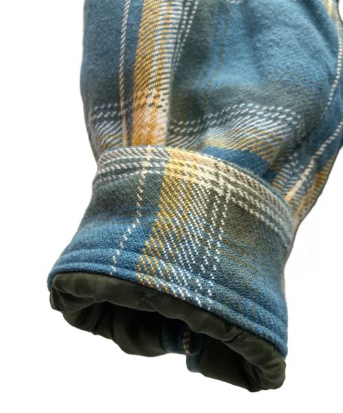 PHINGERIN（フィンガリン）PHINGERIN (フィンガリン) Wasted Youth (ウエステッド ユース) UNION (ユニオン) フィンガリン ×チェック柄 フード付き シャツジャケット ブルー サイズ:Lの古着・服飾アイテム