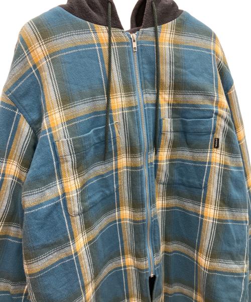 PHINGERIN（フィンガリン）PHINGERIN (フィンガリン) Wasted Youth (ウエステッド ユース) UNION (ユニオン) フィンガリン ×チェック柄 フード付き シャツジャケット ブルー サイズ:Lの古着・服飾アイテム