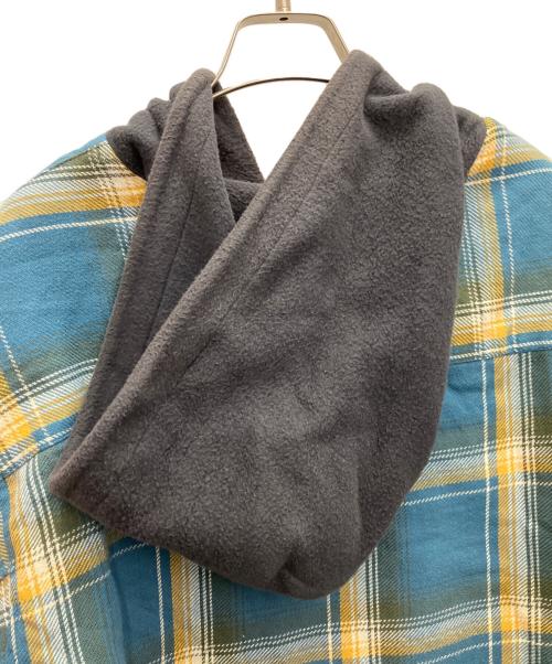 PHINGERIN（フィンガリン）PHINGERIN (フィンガリン) Wasted Youth (ウエステッド ユース) UNION (ユニオン) フィンガリン ×チェック柄 フード付き シャツジャケット ブルー サイズ:Lの古着・服飾アイテム