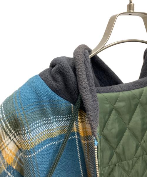 PHINGERIN（フィンガリン）PHINGERIN (フィンガリン) Wasted Youth (ウエステッド ユース) UNION (ユニオン) フィンガリン ×チェック柄 フード付き シャツジャケット ブルー サイズ:Lの古着・服飾アイテム