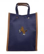 SEVEN TEN by MIHO KAWAHITOセブン テン バイ ミホ カワヒト）の古着「ワンポイント刺繍トートバッグ小」｜ネイビー