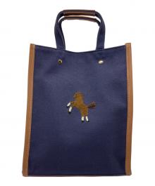 SEVEN TEN by MIHO KAWAHITO（セブン テン バイ ミホ カワヒト）の古着「ワンポイント刺繍トートバッグ小」｜ネイビー