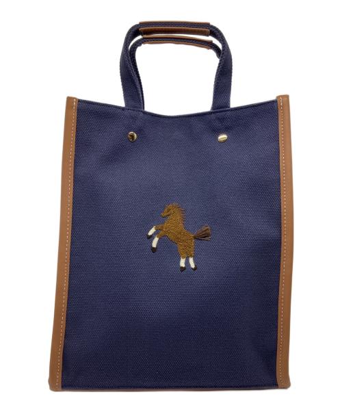 SEVEN TEN by MIHO KAWAHITO（セブン テン バイ ミホ カワヒト）SEVEN TEN by MIHO KAWAHITO (セブン テン バイ ミホ カワヒト) ワンポイント刺繍トートバッグ小 ネイビーの古着・服飾アイテム