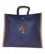 SEVEN TEN by MIHO KAWAHITOセブン テン バイ ミホ カワヒト）の古着「ワンポイント刺繍トートバッグ大」｜ネイビー