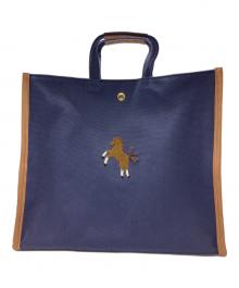 SEVEN TEN by MIHO KAWAHITO（セブン テン バイ ミホ カワヒト）の古着「ワンポイント刺繍トートバッグ大」｜ネイビー