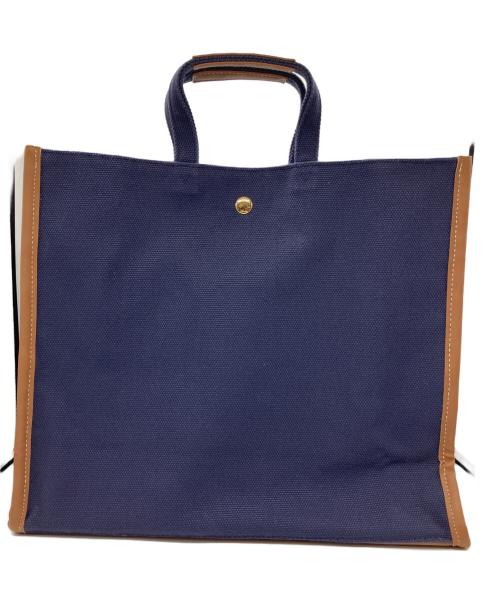 SEVEN TEN by MIHO KAWAHITO（セブン テン バイ ミホ カワヒト）SEVEN TEN by MIHO KAWAHITO (セブン テン バイ ミホ カワヒト) ワンポイント刺繍トートバッグ大 ネイビーの古着・服飾アイテム