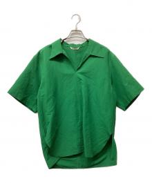 AURALEE（オーラリー）の古着「ハイデンシティフィンクスリネンウェザーハーフスリーブシャツ」｜グリーン