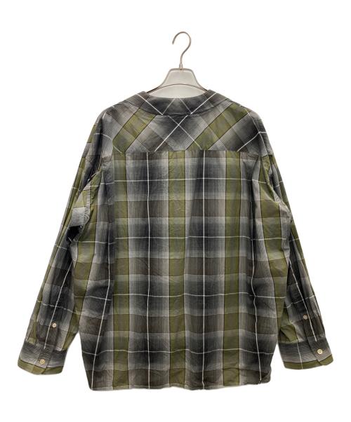 Maison MIHARA YASUHIRO（メゾン ミハラ ヤスヒロ）Maison MIHARA YASUHIRO (メゾン ミハラ ヤスヒロ) スカーフディティール チェックシャツ グレー×グリーン サイズ:46の古着・服飾アイテム